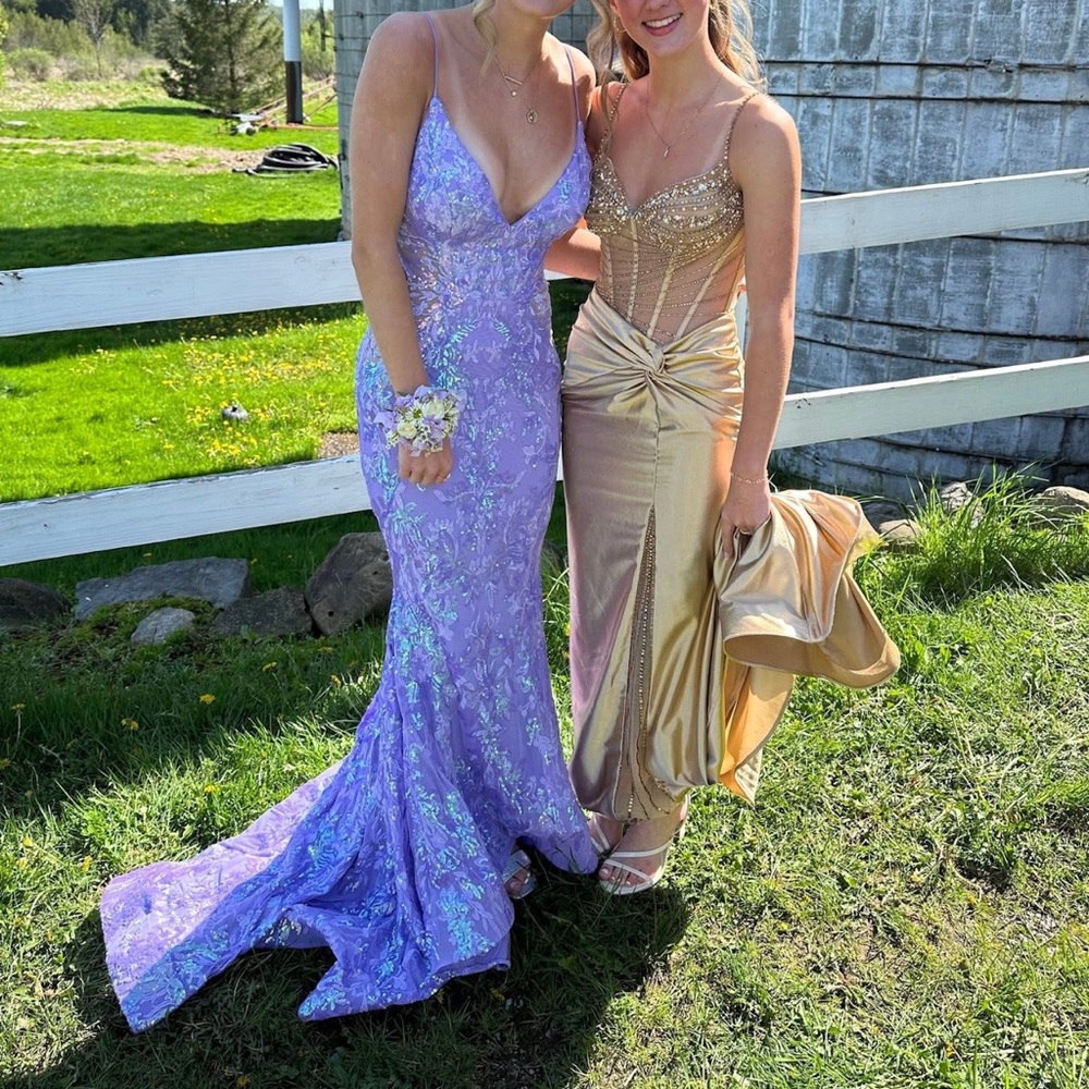 Ellie Wilde EW35011 Lavender Purple Sequin Mermaid Prom Dress sz 0/2 - Picture 5 of 12